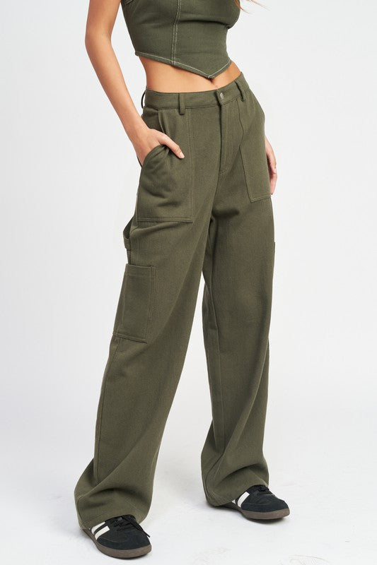 100% Cotton Low Waist Cargo Pants