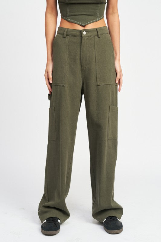 100% Cotton Low Waist Cargo Pants