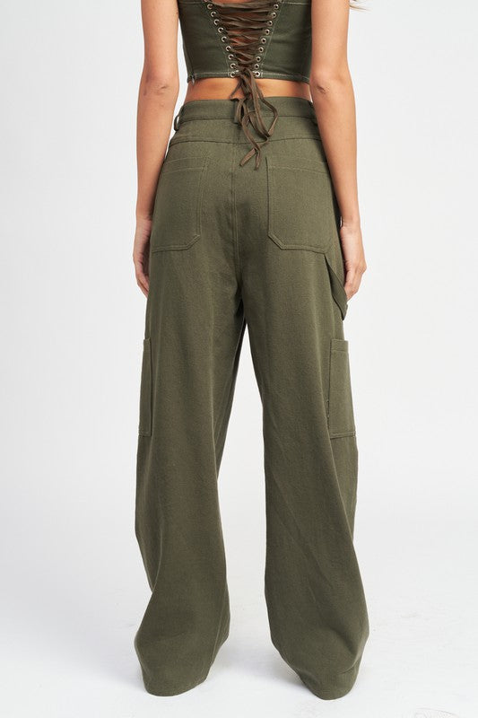 100% Cotton Low Waist Cargo Pants