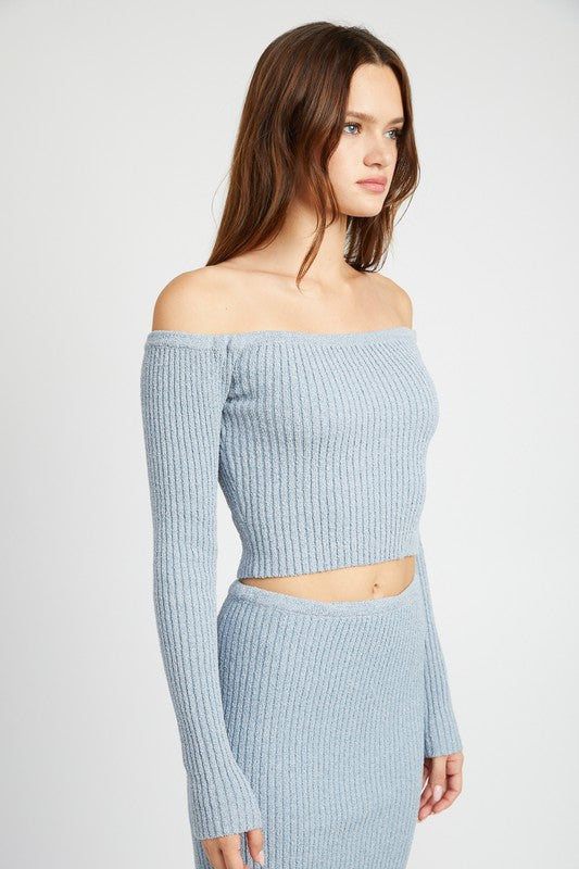 Long Sleeve Off Shoulder Sweater Top