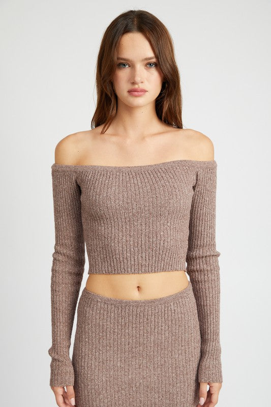 Long Sleeve Off Shoulder Sweater Top