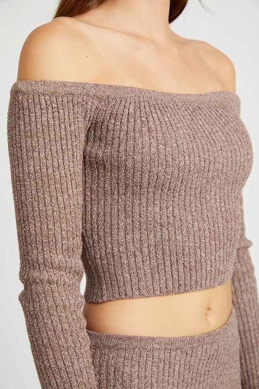 Long Sleeve Off Shoulder Sweater Top