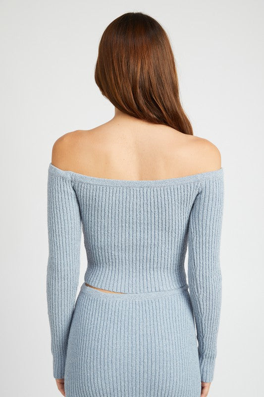 Long Sleeve Off Shoulder Sweater Top