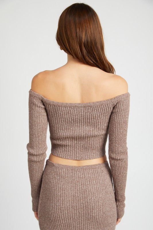 Long Sleeve Off Shoulder Sweater Top