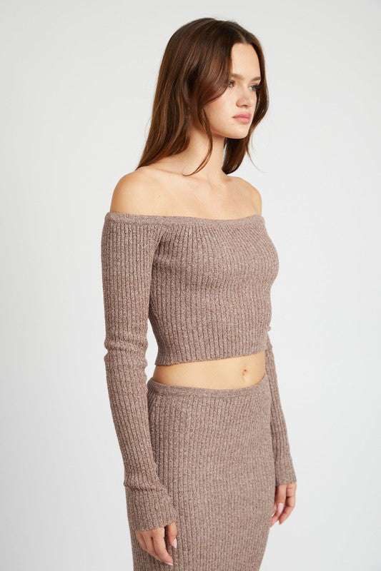 Long Sleeve Off Shoulder Sweater Top