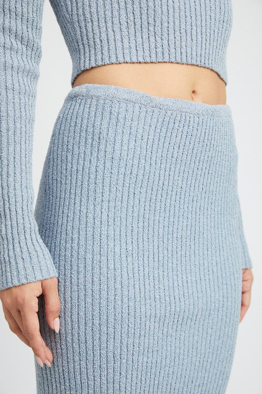 Sweater Maxi Skirt w/ Back Slit