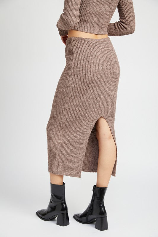 Sweater Maxi Skirt w/ Back Slit