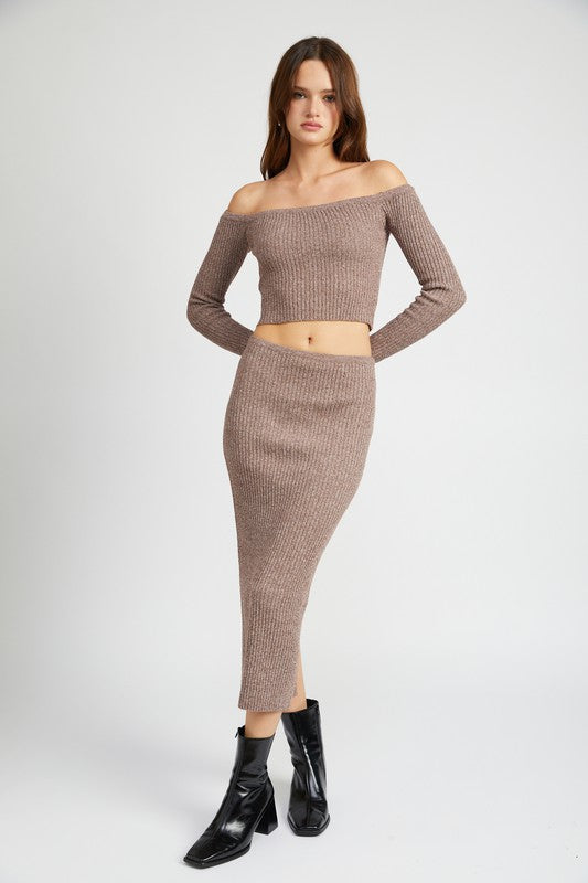 Sweater Maxi Skirt w/ Back Slit