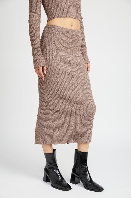 Sweater Maxi Skirt w/ Back Slit