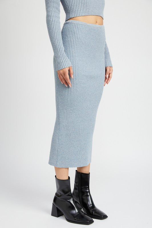 Sweater Maxi Skirt w/ Back Slit