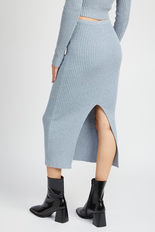 Sweater Maxi Skirt w/ Back Slit