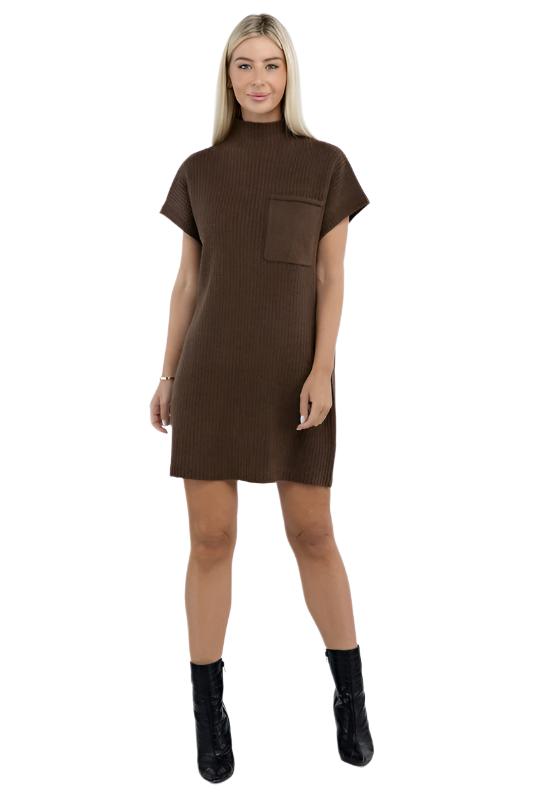 Short Sleeve Sweater Dress w/ Pocket