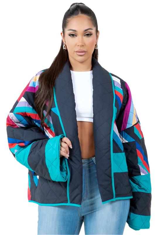 Multicolor Open Puff Jacket