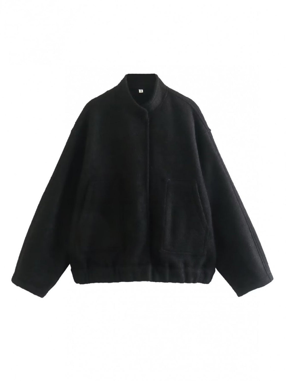 Textured Snap Closure Jacket w/ Square Pockets