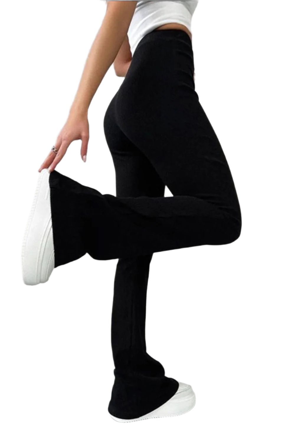 Ribbed High Waist Flare Pant