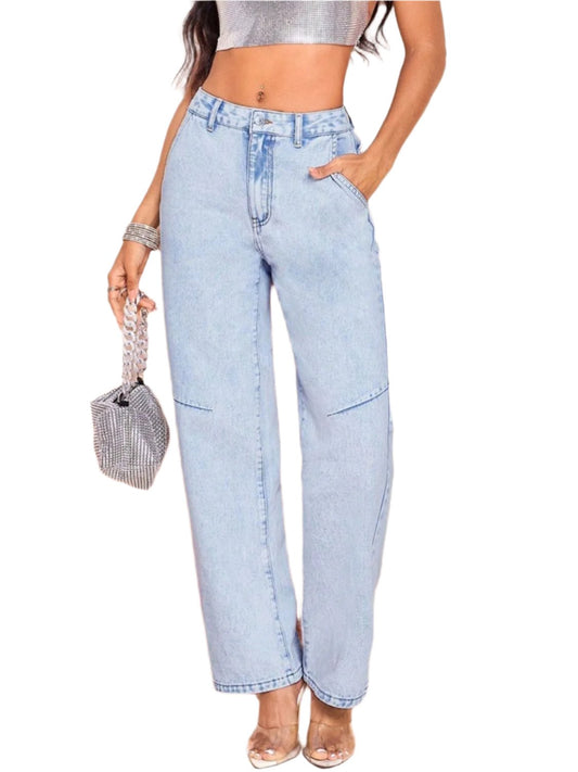 Light Wash Straight Leg Denim Pant