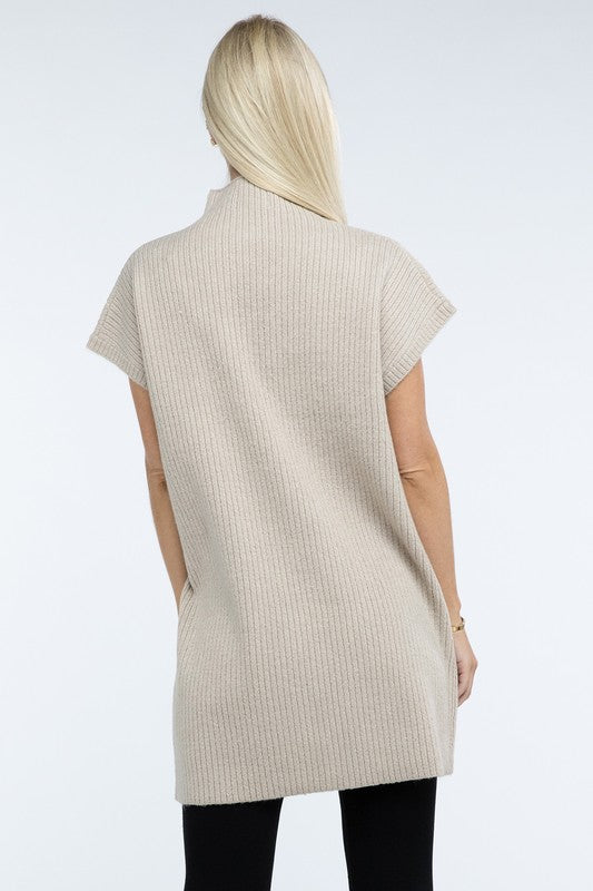 Short Sleeve Sweater Dress w/ Pocket