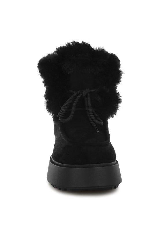 Plush Microfiber Platform Boots