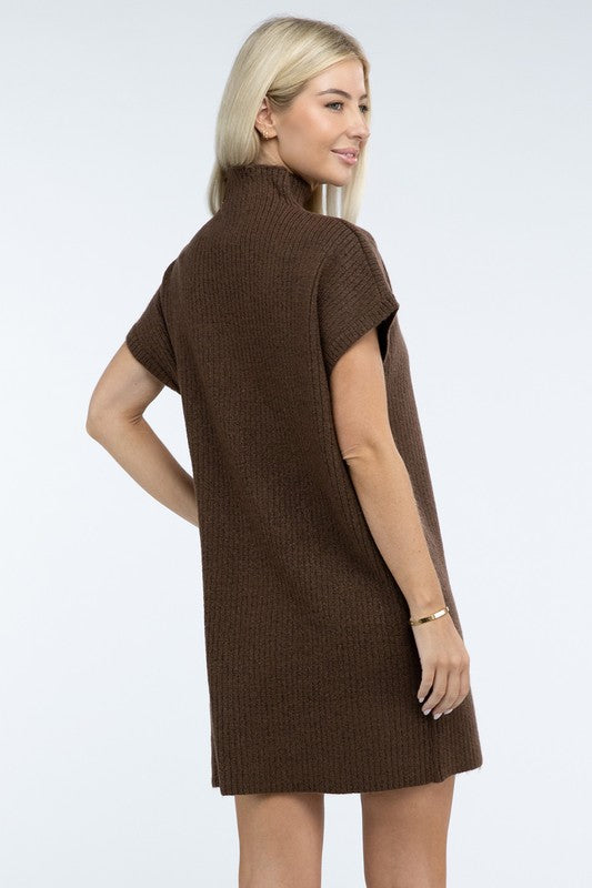 Short Sleeve Sweater Dress w/ Pocket