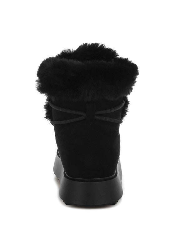 Plush Microfiber Platform Boots