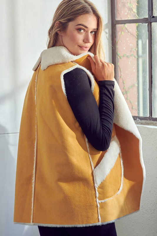 Suedette Sherpa Soft Vest Cardigan