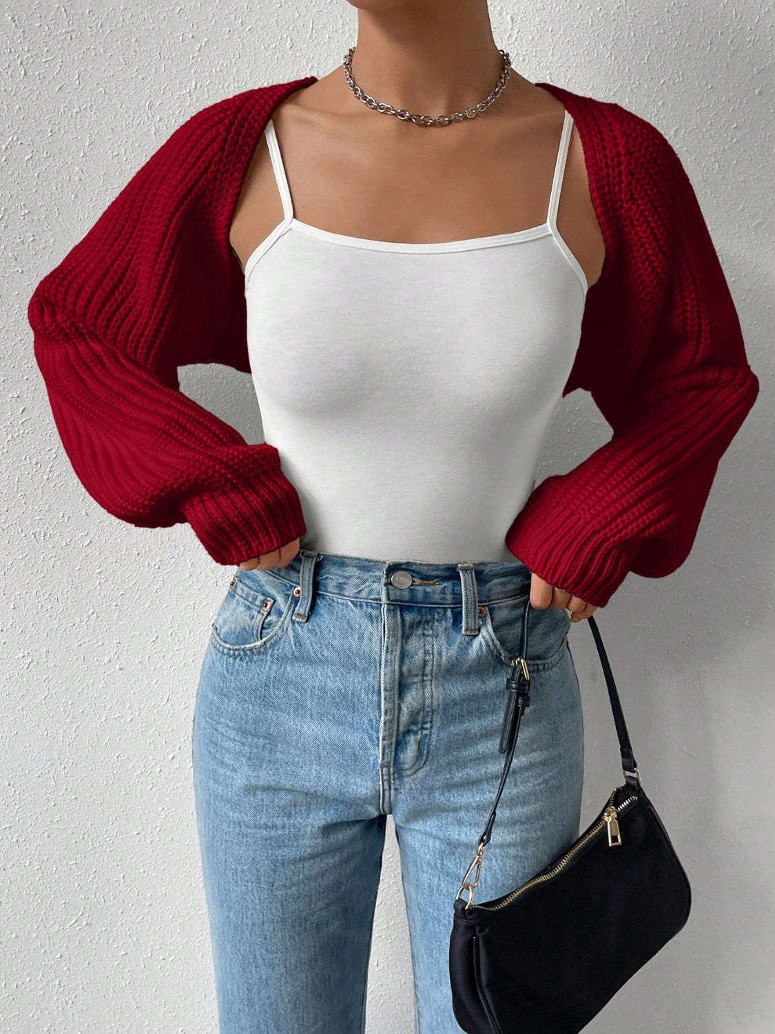 Open Front Long Sleeve Cropped Cardigan