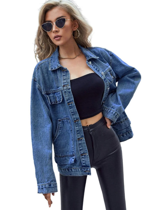 Cotton Blend Medium Wash Denim Jacket