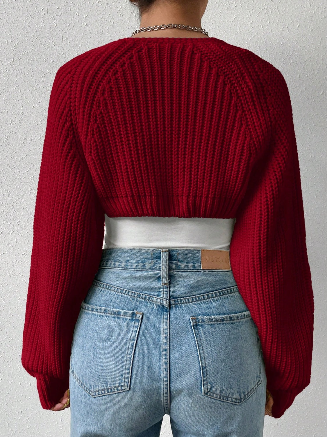 Open Front Long Sleeve Cropped Cardigan