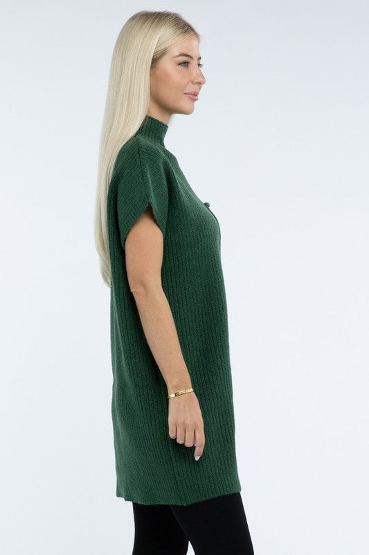 Short Sleeve Sweater Dress w/ Pocket