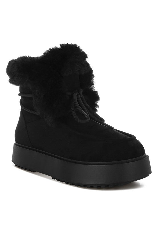 Plush Microfiber Platform Boots