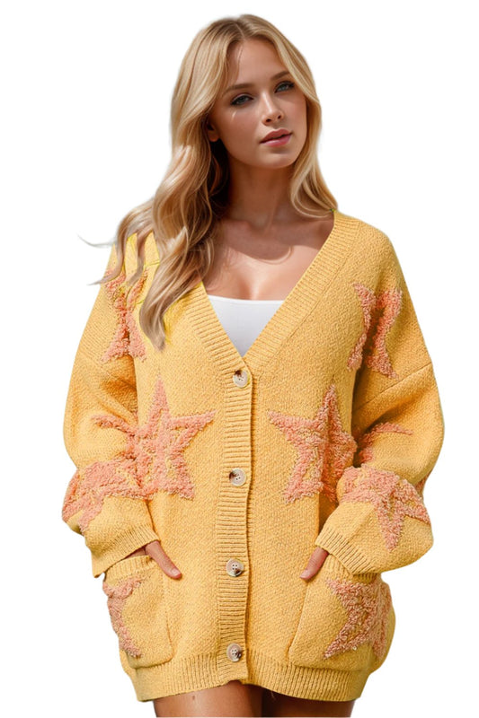 Button Up Soft Star Cardigan