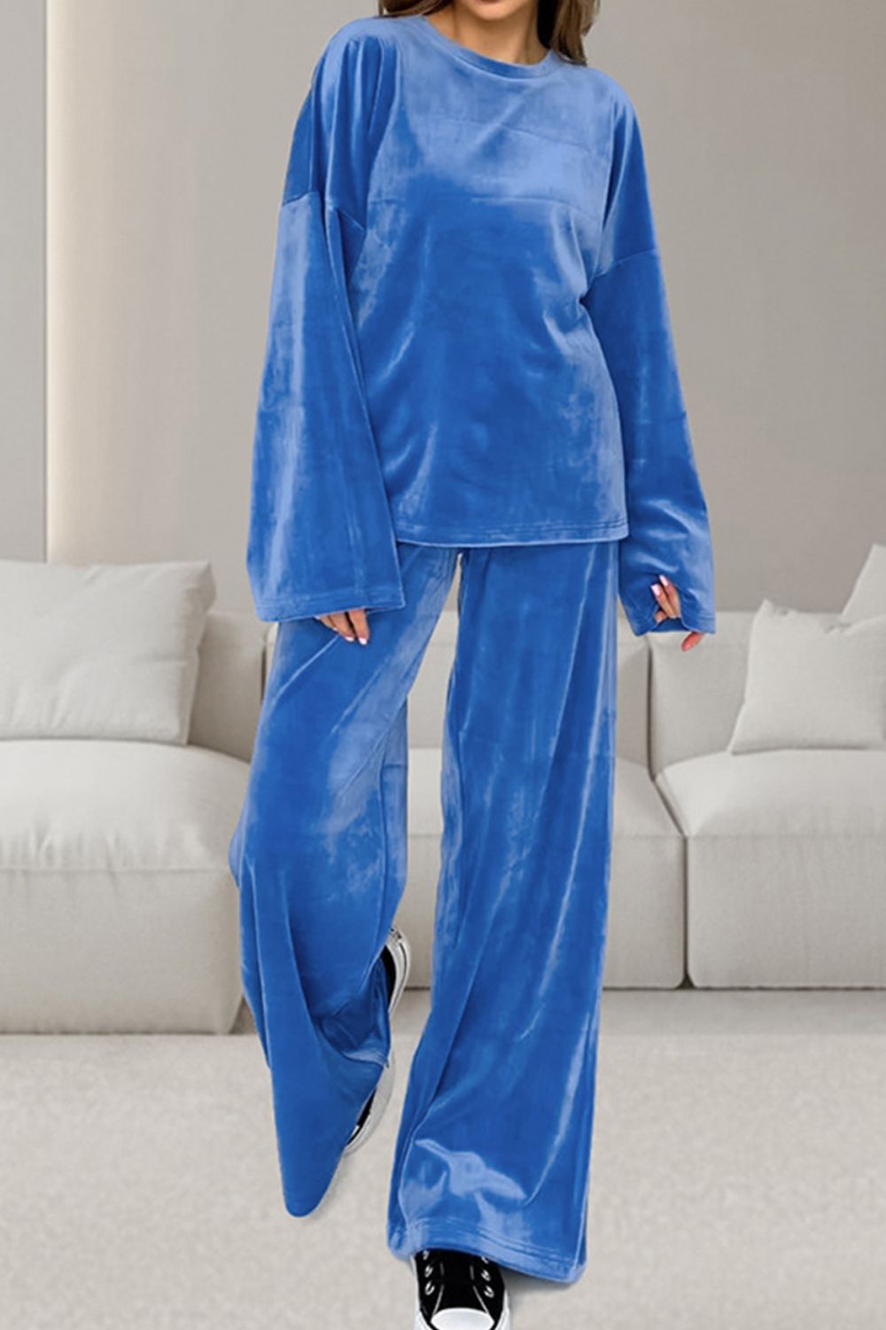 Soft Long Sleeve Top and Drawstring Pants Set