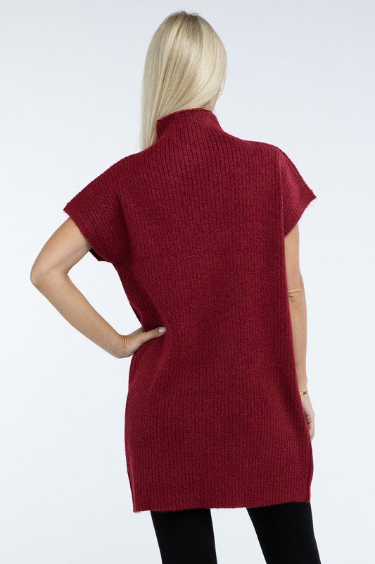 Short Sleeve Sweater Dress w/ Pocket