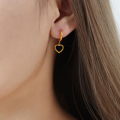 18 Karat Gold-Plated Hoop & Heart Earrings